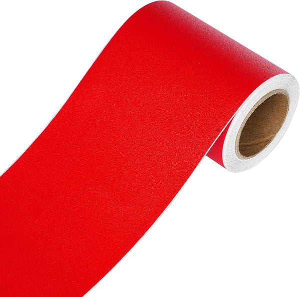 YENHOME Red Bulletin Board Borders, Straight Edge Decorations for Back to School Trim Peel and Stick Wallpaper 3"X590"