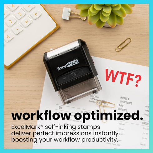 ExcelMark Self-Inking Novelty Message Stamp - WTF? Red Ink