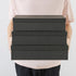 Set of 3 Soul & Lane Charcoal Black Kraft Paper Storage Boxes with Lids - Decorative Nesting Organizers for Office