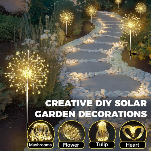 2Pack 150LED suddus Solar Garden Lights Outdoor Waterproof Decorative, Firework Lights, Solar Fairy Lights for Yard