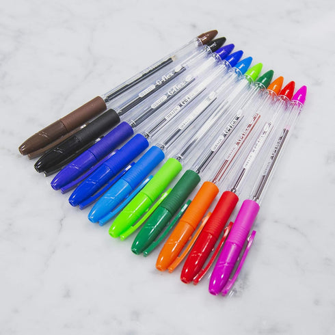 BAZIC G-Flex Dazzle Oil-Gel Ink Pen, Cushion Grip, 4 per Pack (17030-24P)