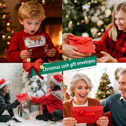 Mowpun 4 sets 6 of Christmas Cash Envelope Book with Slots, Money Holders for Cash Gift Cards with Red Envelope