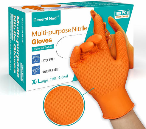 General Medi Nitrile Industrial Gloves with Raised Diamond Texture