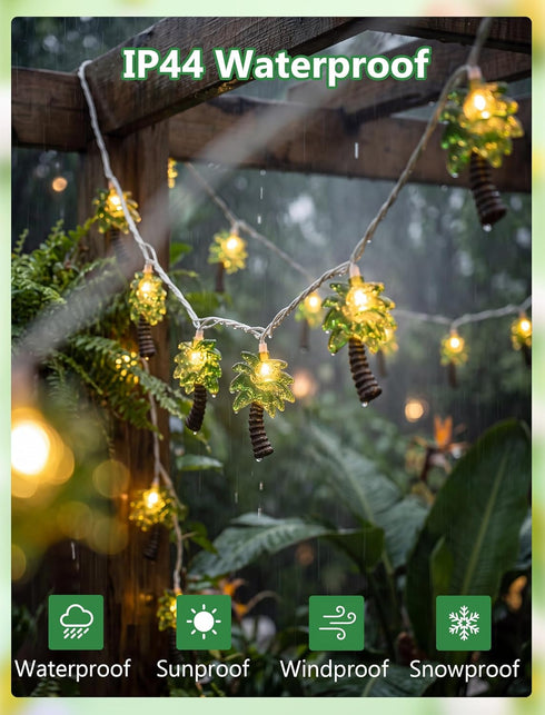 Summer 10 Palm Tree String Lights Outdoor, Beach Themed Decoratives String Lights with Palm Tree Patio Light, Plug