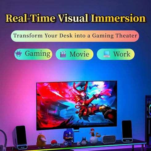 wacuaao 24 Inch Setup (24 inch) Monitor Backlight - Reactive LED Strip for PC and Mac - Screen Color and Music Sync