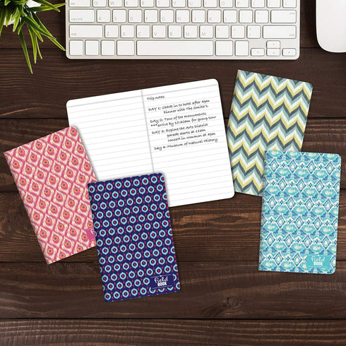 Elan Publishing Company Field Notebook/Pocket Journal, 3.5"x5.5", Ikat Patterns, Lined Memo Book, Pack of 5