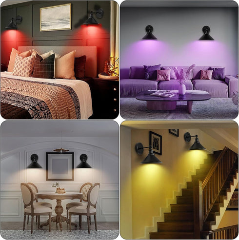 Merlight Set Dimmable Battery Wall Sconces of Two, Battery Operated Sconces, Cordless Wall Sconce, RGB Fabric Wall