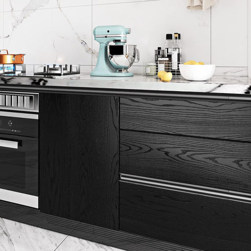 Livelynine Black Wood Contact Paper Kitchen Cabinet Vinyl Wrap Waterproof Contact Paper Wood Black Wall Paper Roll Adhesive Kitchen Countertop Wallpaper Peel and Stick Cabinet Covering 15.8"x78.8" by Livelynine