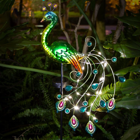 Glintoper Solar Garden Lights, 39 Inch Height Outdoor Metal Peacock Decorative Stakes for Lawn Pathway Decoration