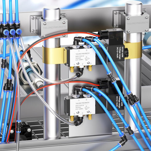 TAILONZ PNEUMATIC Blue Straight Reducing 1/2" Tube OD x 1/4" Tube OD Push to Connect Fittings