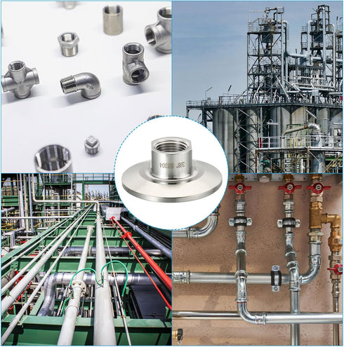 1.5 Inch 3/8" 304 50.5mm PATIKIL TC Tri Clamps Adaptor, Tri-Clover Fittings to NPT Female Sanitary Thread Adaptor