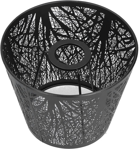 Wrought Iron Lamp Shade - Carved Forest Tree Shaped E27 Mini Lampshade for Bedroom Decor (Black)