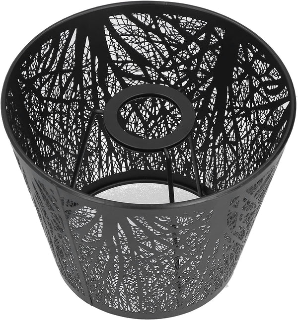 Wrought Iron Lamp Shade - Carved Forest Tree Shaped E27 Mini Lampshade for Bedroom Decor (Black)