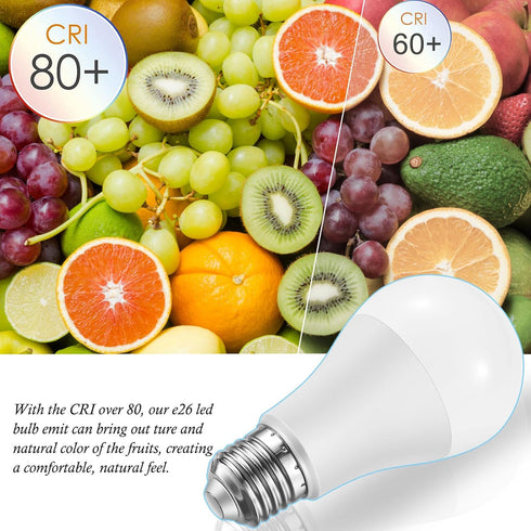 E26 LED Bulb, 100W Equivalent, 12W Medium Base, Non-Dimmable, Daylight White 6500K, 10 Pack