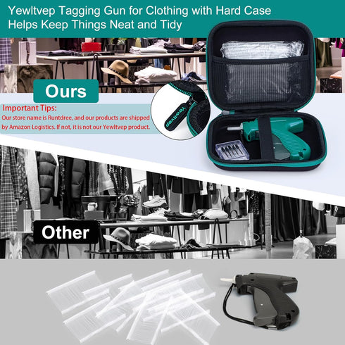 Tagging Gun for Clothing with Case, Standard Retail Price Tag Attacher Gun Kit for Clothes Labeler with 6 Needles, 1000pcs 2" Fasteners for Store Warehouse Consignment Yard Sale(Not Mini Stitch Gun) by Yewltvep