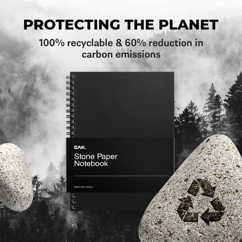 Stone Paper Waterproof Spiral Notebook, 7.20”x10.11”, 50 Sheets, Eco-Friendly Mineral Stone Paper Notebook, Waterproof,