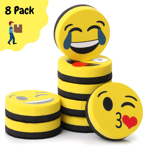 Mr. Pen Smiley Magnetic Whiteboard Erasers, 8 Pack - Mini Cute Dry Erase Back to School Supplies