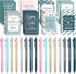 Funrous 32 Pcs Motivational Quote Pens - Inspirational Notepads Mini Journal with Ballpoint Pen, Floral Gift Set