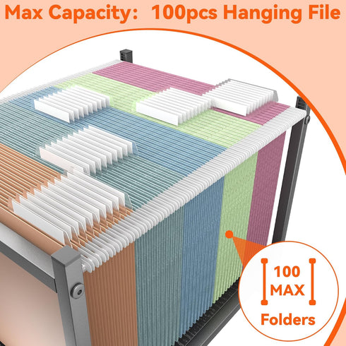 Aquzee Hanging File Organizer, Rolling File Cart with Wheels, File Folder Organizers for Desk, Home Office File