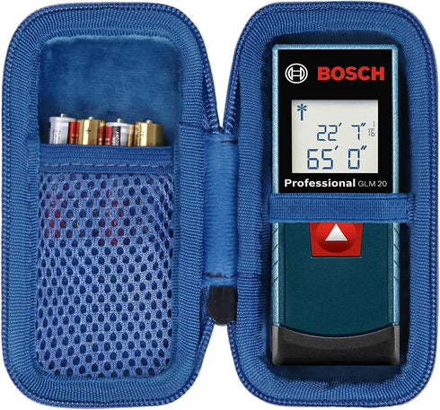 co2CREA Hard Case for Bosch GLM 20 Compact Blaze 65' Distance Measure (Black Case + Inside Blue + Blue Zipper)