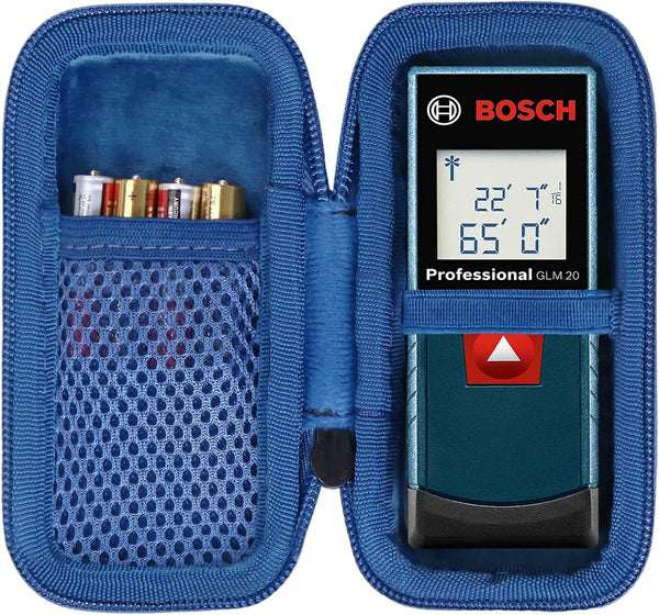 co2CREA Hard Case for Bosch GLM 20 Compact Blaze 65' Distance Measure (Black Case + Inside Blue + Blue Zipper)