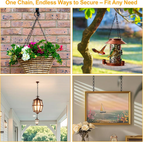 Rkoyes 6 72 Inches Feet Industrial Black Light Fixture Chain, Long, Metal Chain for Hanging Plants with Detachable