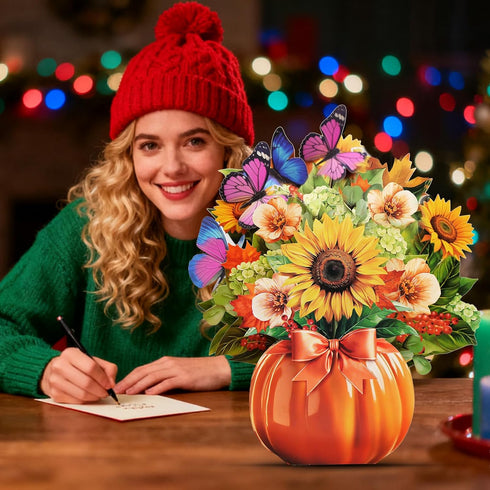 velovibe 3D 12 Inch 1:1 10 100% Pop Up Card, Flower Bouquet Card, Diy Butterflies, Safe and Biodegradable Material