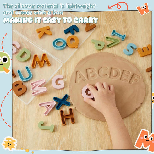 VioraWhite 26 Set Pcs Food Grade Silicone ABC Letters ( CPC Certified) Soft Children Sensory and Messy Play Alphabet