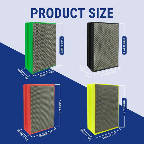 HXIN (4, 60/120/200/400# Diamond Hand Polishing Pad Diamond Sanding Block Foam Backed Diamond Sponge Sanding Pads
