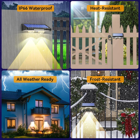 8 Pack, 3 3500K/4500K/6500K, IP66 TECKNET Solar Fence Lights Outdoor Modes Waterproof LED Deck Light, Dusk to Dawn