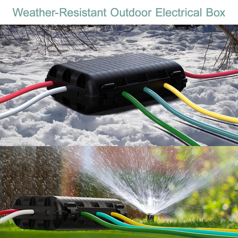 Outdoor Extension Cord Box - Large Waterproof Electrical Cord Box for Power Strip, Holiday Lights, Black