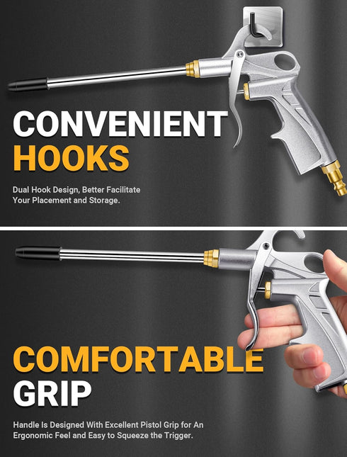 Heavy Duty Air Blow Gun with Bigger Pipe & Extended Nozzle for Compressor, Pneumatic Cleaning Tool