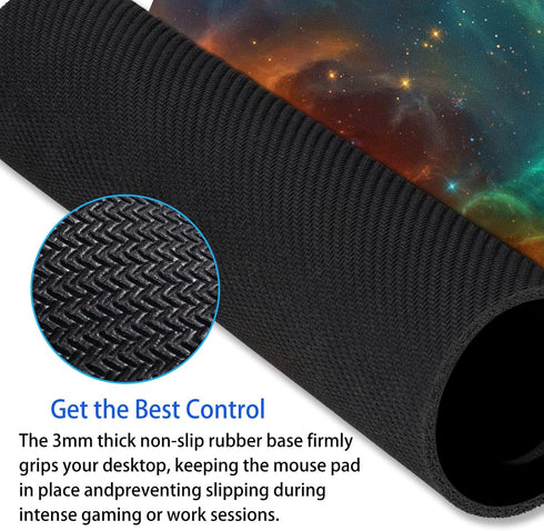 Galaxy Mouse Pad, Orange and Cyan Nebula Mouse Pads for Office Computer, Non-Slip Washable Small Mouse Mat 9.5 X 7.9