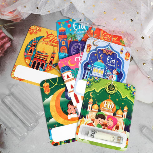 8 Sets HOWAF Eid Mubarak Money Holder Cards for Cash Gift, Muslim Ramadan Greeting Card with Plastic Cover and Adhesive