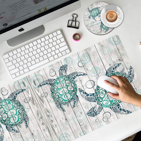 Large Gaming Mouse Pad, XL Ergonomic Extended Desk Pad, Sea Turtle Creative Watercolor, 31.5'' X 11.8''