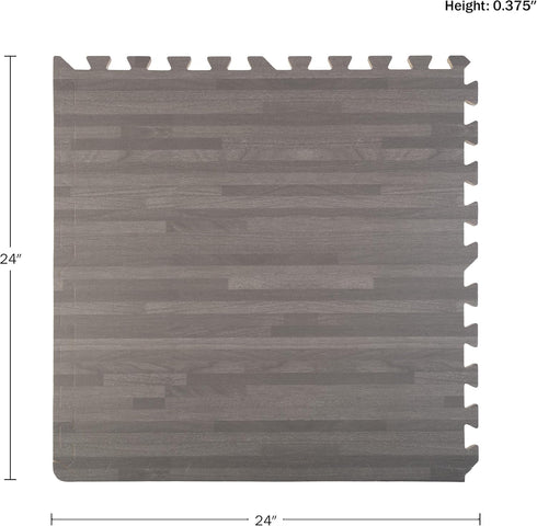 24sqft Foam Floor Tiles - Wood Grain Interlocking Foam Tiles with Border - Soft Play Mat Playroom or Gym Flooring