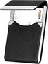 Padike PU Leather Business Card Holder Slim Metal Pocket Case with Magnetic Shut for Name Cards (Y-Black)