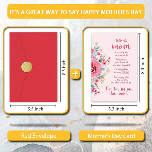Mothers Day Card for Stepmom, Heartfelt Mother's Day Cards for Mom, Stepmom, Mother in Low or Godmother, Mother's Day