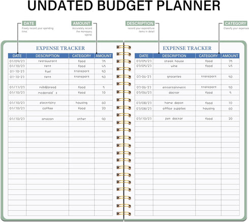 Notebook/Accounting A5(5.8" 8.2") Budget Planner - Monthly Financial Planner Organizer with Expense Budget Book/Expense