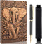 Vintage Elephant Embossed Leather Notebook with Ballpoint Pen, A5 Hardcover Notebook for Business Notepad, Red Copper