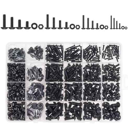 1220 Pieces M2 M3 M4 M5, 10.9 Grade Alloy Steel Hex Button Head Cap Bolts Screws Nuts Washers Assortment Kit with Hex Wrenches