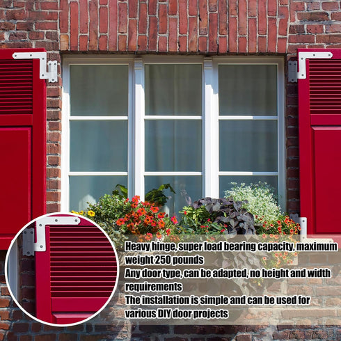 8 Pack (4 1-1/16" Moxweyeni Pair) Steel Blind Shutter Hinge Black Wrought Iron Shutter Lift Off Pintle Reversible