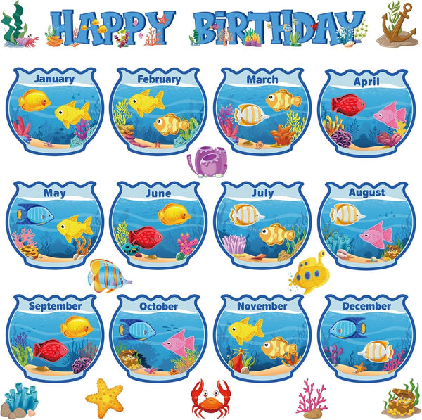 Birthday Bulletin Board Set for Classroom Under The Sea Spring Bug Bee Theme Happy Birthday Decoration Calendar School