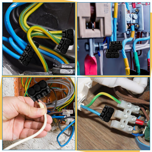 3 Pcs Black Multi Cable Connector, 3 Wire Ports Connectors with Dual Sided Entry for Copper and Aluminum