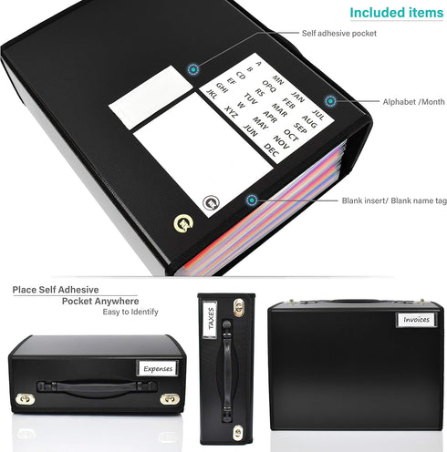 CNK Accordion File Folders with 36 Pockets, Durable Document Organizer, Expanding Binder, Letter Size