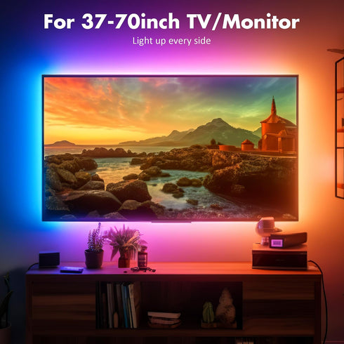 37-70in Maylit ICRGB TV LED Backlight, App Control Lights for Monitor, Music Sync Color Changing Strip Lights for Home