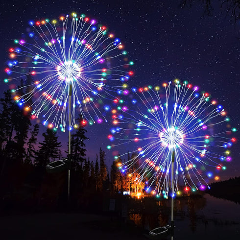 JJGoo Solar Firework Lights, 2 Pack 120 LEDs 2 Lighting Modes Solar