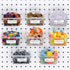 Patelai 8 Packs Pegboard Bins with Hooks and Labels, DIY Accessories Workbench Bins for Organizing Hardware, Garage