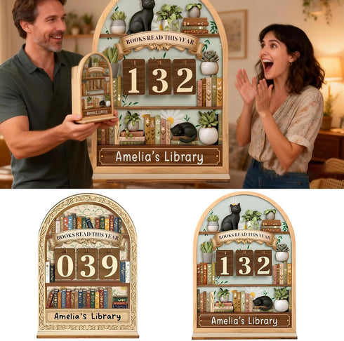 ZHORCIN Counter, Counter, Books Read This Year Educational Wooden Role Play Tool, Books Read Book for Reading Goal