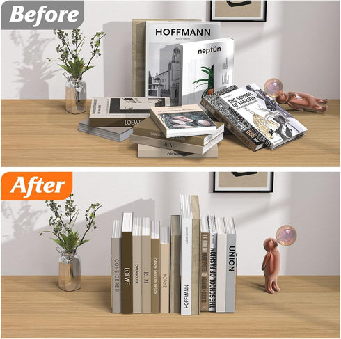 Dooiclear 4 Acrylic Bookends Pcs, Clear Book Ends for Shelves, Transparent Bookend Organizer, Book Holder Stand
